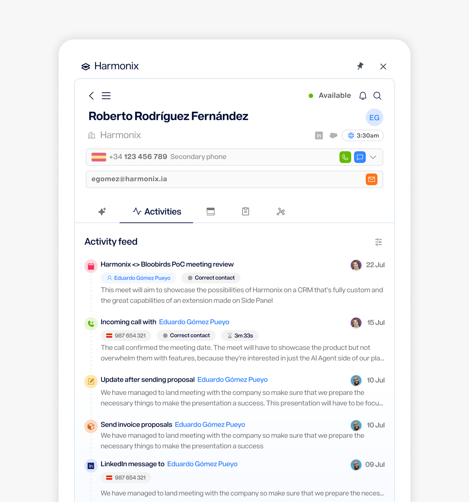 Extension redesign activity feed