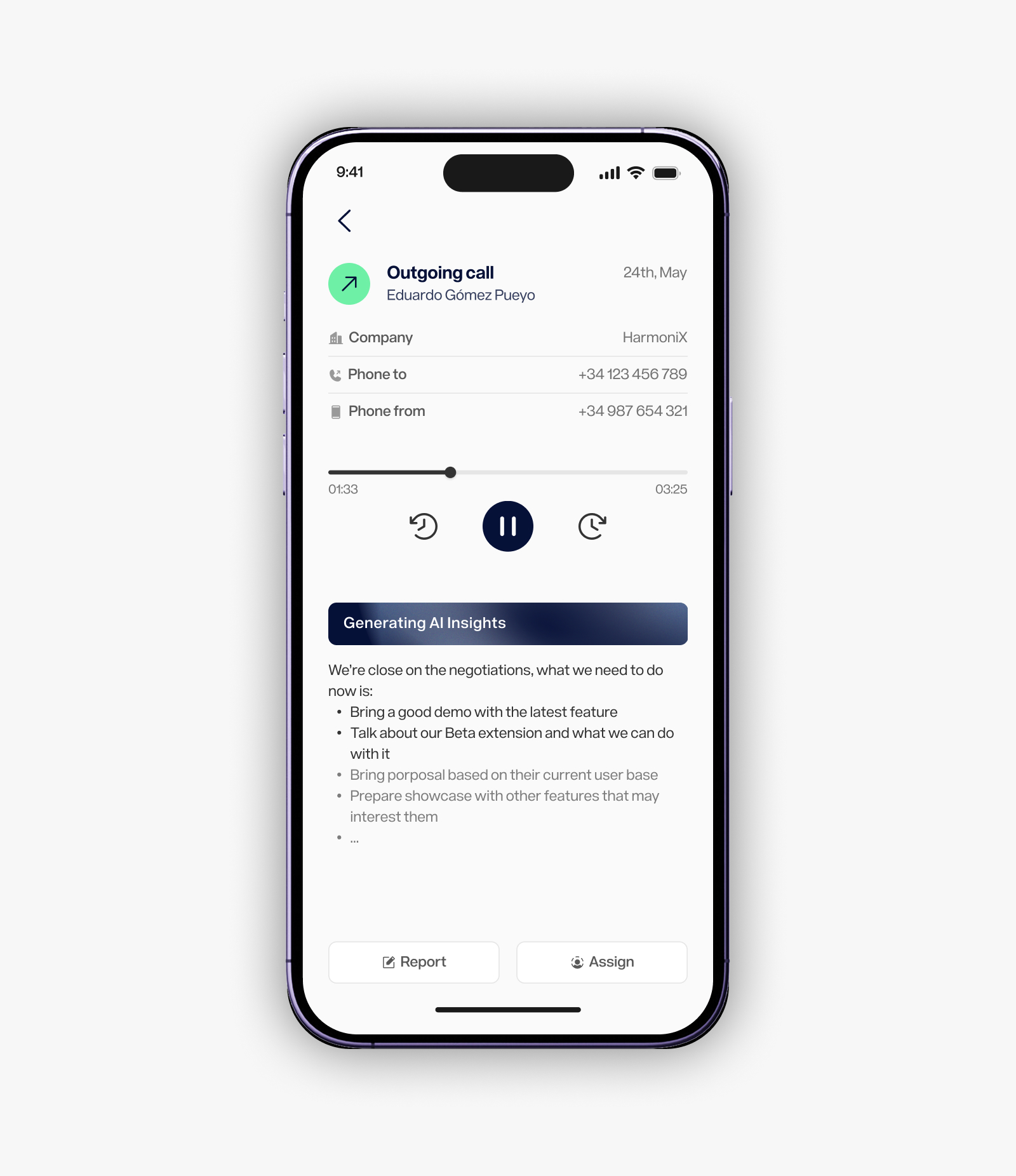 Mobile App Call Details